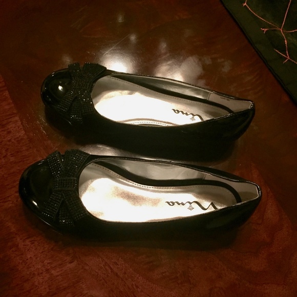 Nina Girls Black Patent Ballet Flat Dress Shoe 5 - Picture 3 of 6